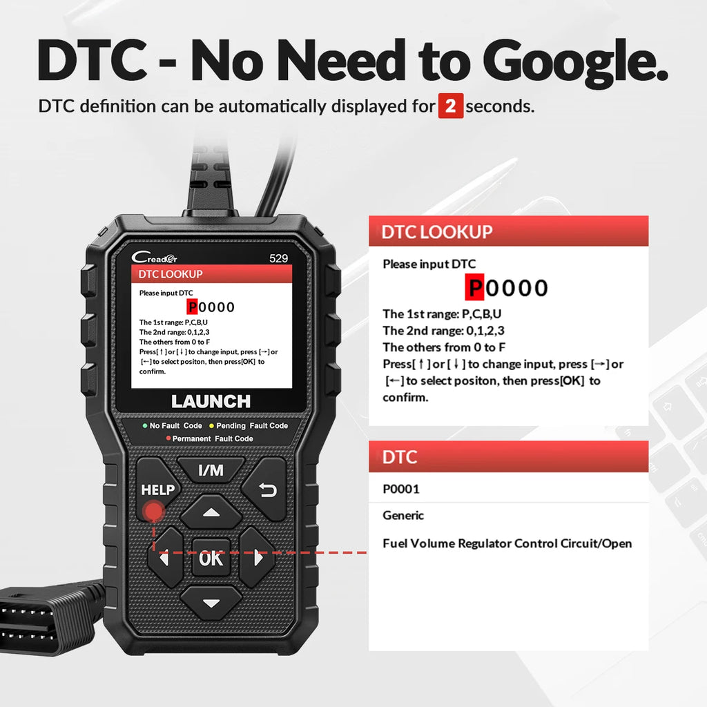 Creader 529 OBD2 Scanner Code Reader CR529 Automotive Diagnostic Tool OBDII Code Reader Fault Code Read OBD2 Scan Tool