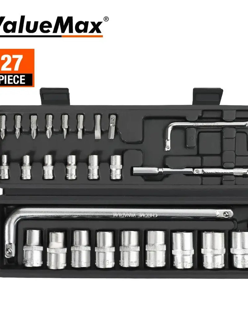 Valuemax 27Pcs Car Repair Tool Set Mechanic Tool Kits Screwdrivers Ratchet Spanner Wrenches Sockets