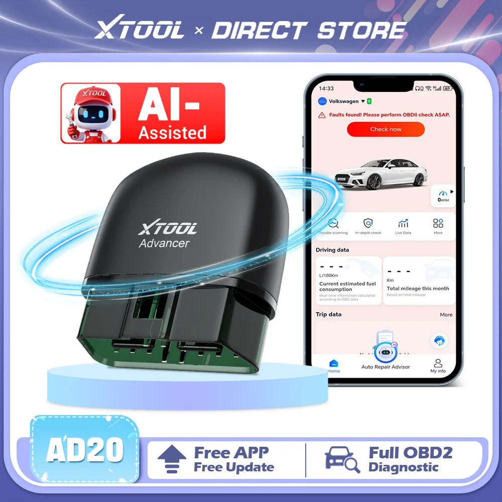 Advancer AD20 OBD2 Scanner 2026 Ai-Assisted Tool Code Reader OBD 2 Diagnostic Tools Lifetime Free Updates Free Application