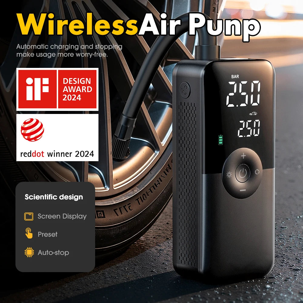 Portable Tire Inflator — Rechargeable Digital Air Compressor for Cars & Bicycles