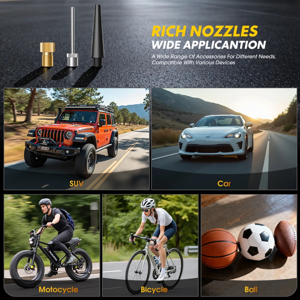 Portable Tire Inflator — Rechargeable Digital Air Compressor for Cars & Bicycles