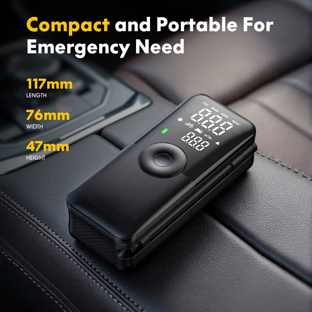 Portable Tire Inflator — Rechargeable Digital Air Compressor for Cars & Bicycles