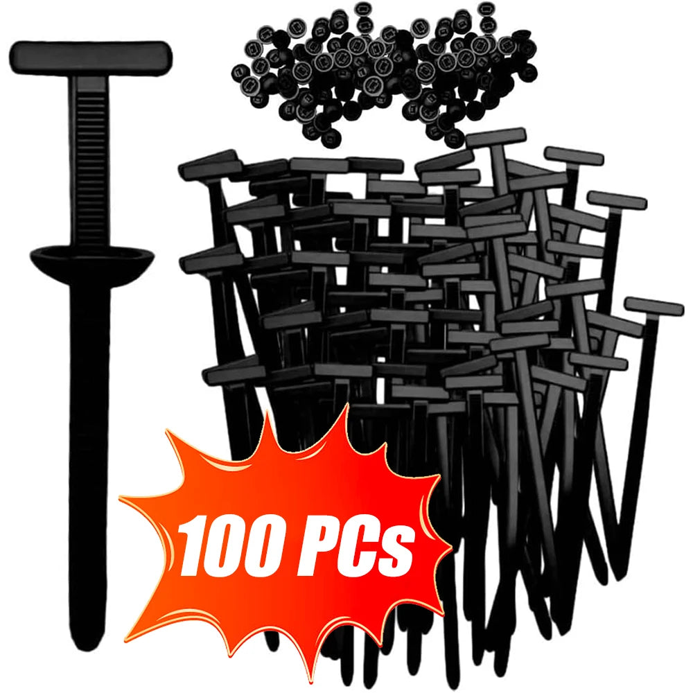 Universal Car Nylon Cable Tie Buckles Heavy Duty Self-Locking Zip Ties Holder with Pin Button Fasteners Car UV Resistant Ties