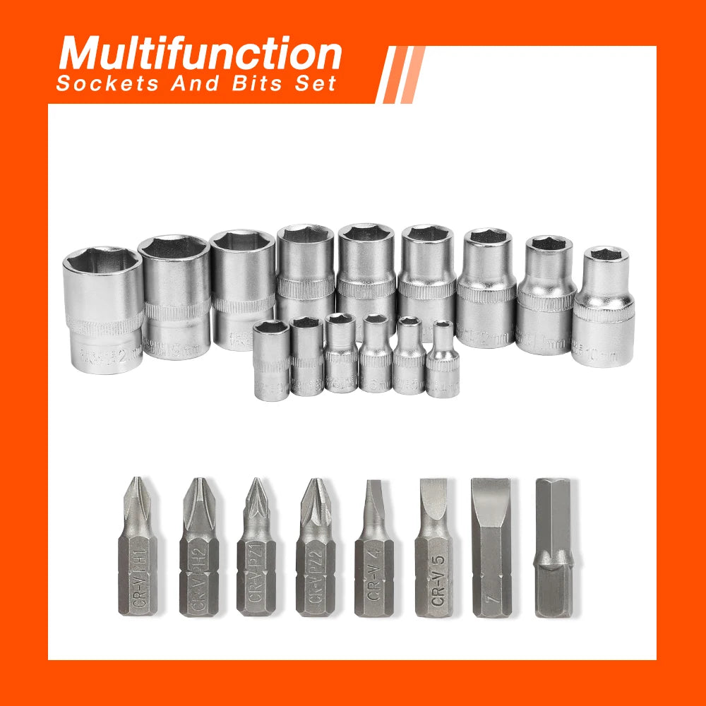 Valuemax 27Pcs Car Repair Tool Set Mechanic Tool Kits Screwdrivers Ratchet Spanner Wrenches Sockets
