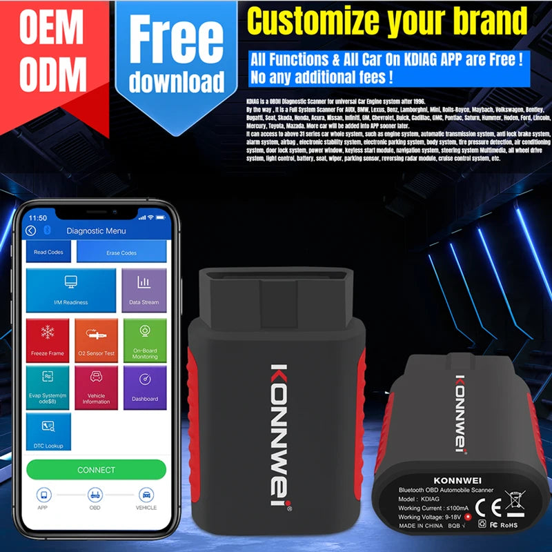 KDIAG OBD 2 MINI Full System Auto Scanner Reset SAS EPB Service ECU Programmer OBD2 Cars Diagnostic Tools